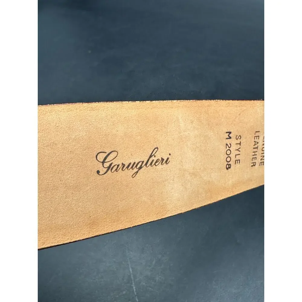 Garuglieri Made Italy Croc Pattern Leather Brown Belt 1 1/4